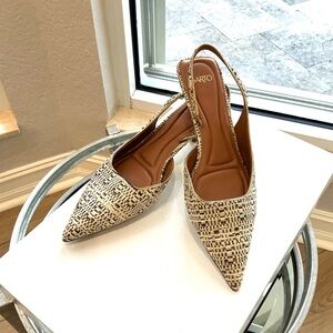 Sarto Tan and Cream kitten heels Slingback Heels currently selling at Nordstrom